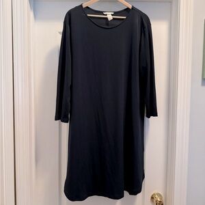 Navy Blue Straight Fit H&M Basics Dress with 3/4 Sleeves